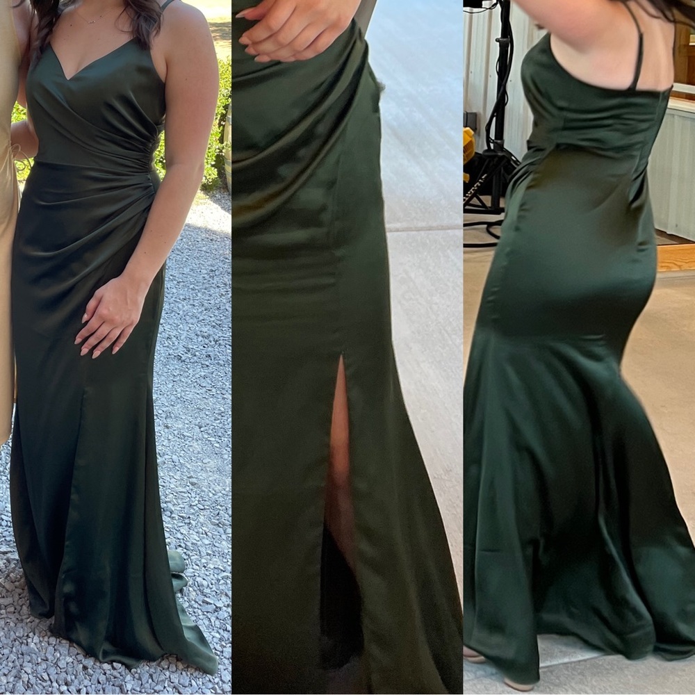 Revelry Rory Olive Green Satin Dress 10